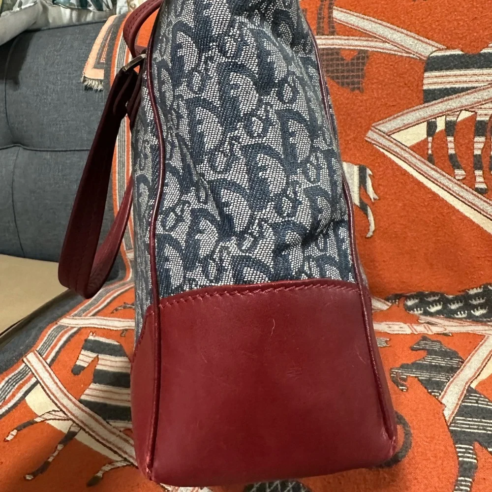 CHRISTIAN DIOR ❤️🌟BLUE & BURGUNDY TROTTER TOTE BAG ⭐️ - Picture 7 of 12